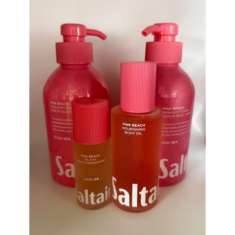 NEW Saltair Pink Beach Body Care Body Wash Body Oil AHA Deodorant Lot Set
